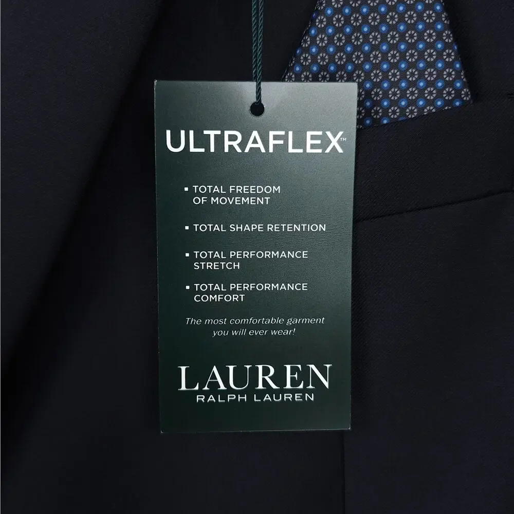 Lauren Ralph Lauren Mens Classic Fit Sport Coat 46R Navy Blue Solid Stretch Wool